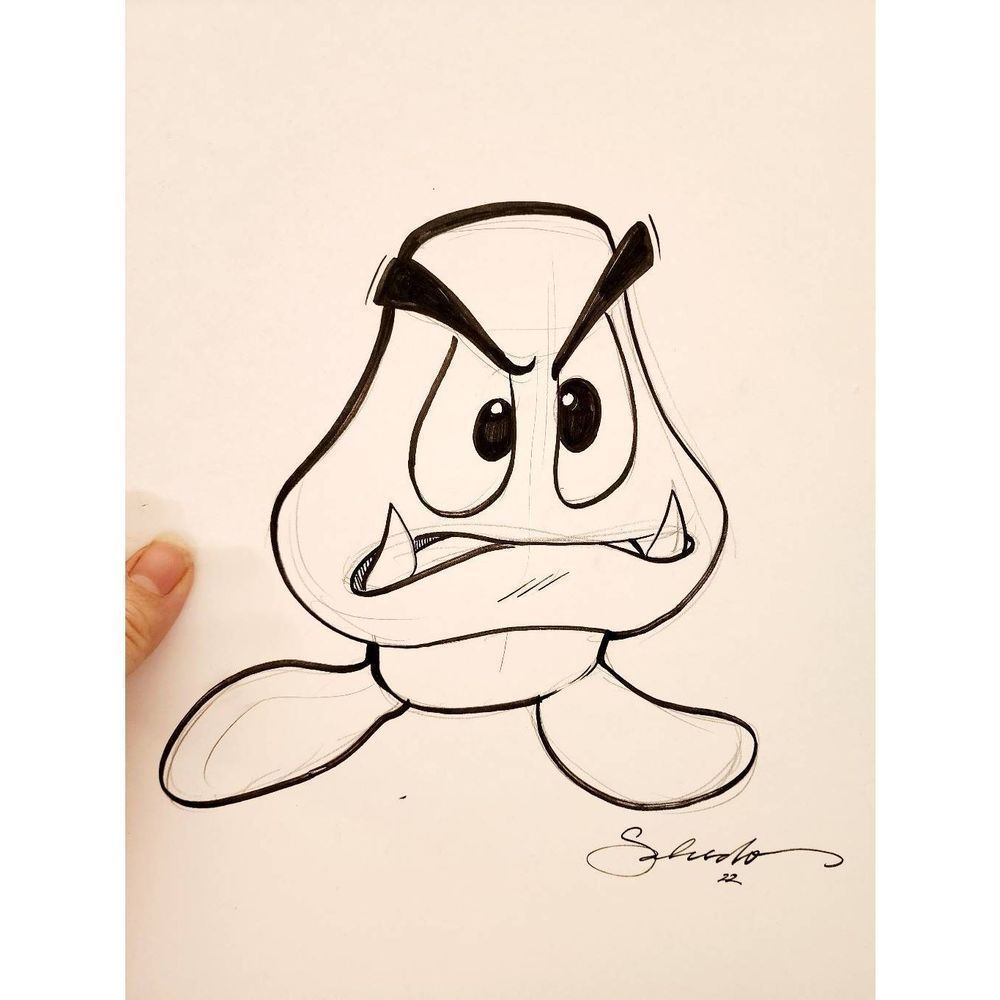 Original Hand Drawn Sketch of Super Mario Goomba - Picture 3 of 4